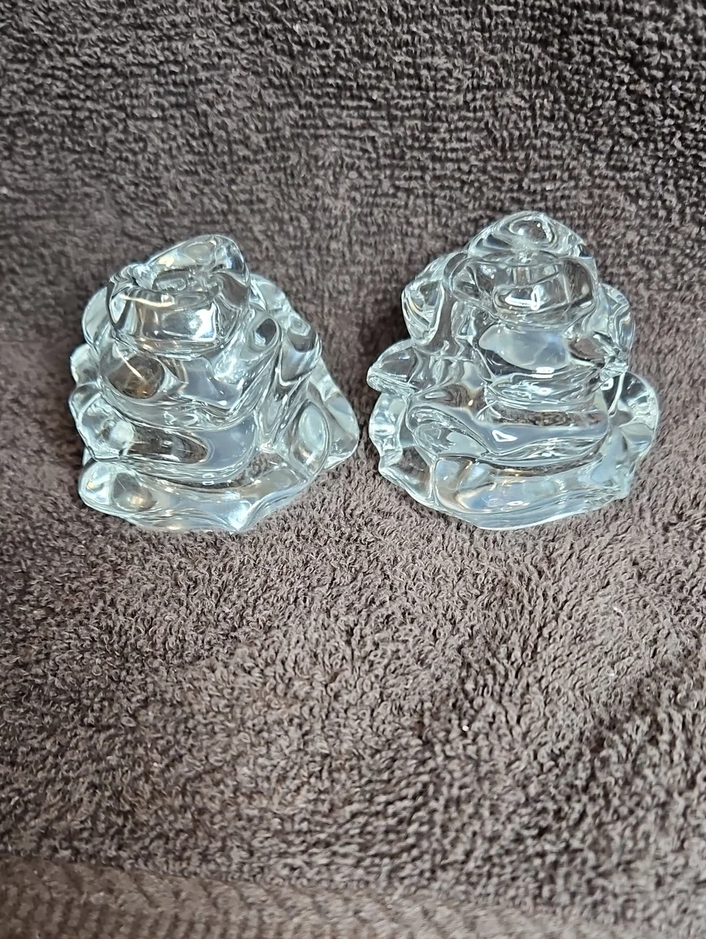 Waterford Crystal Salt And Pepper Shakers, Clear Glass Rose